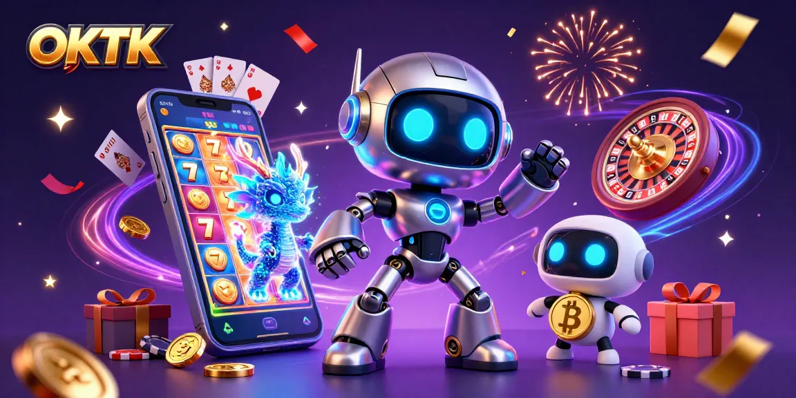 Engage in thrilling gaming adventures with OKTK featuring a vibrant cosmic casino scene.