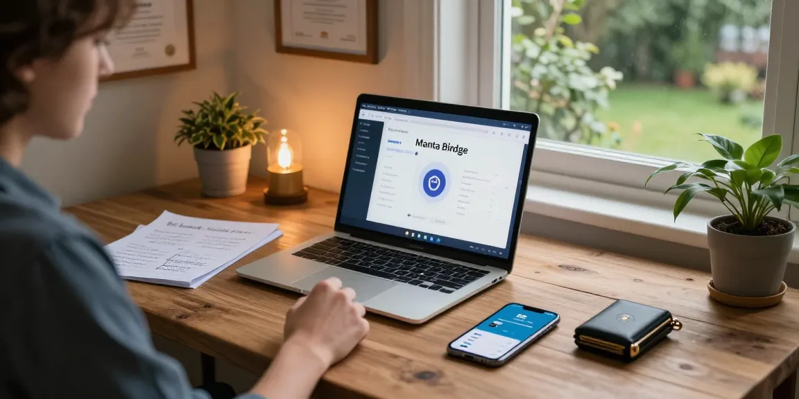 Manta Bridge interface displayed in a secure cryptocurrency learning environment, blending innovation and blockchain education.