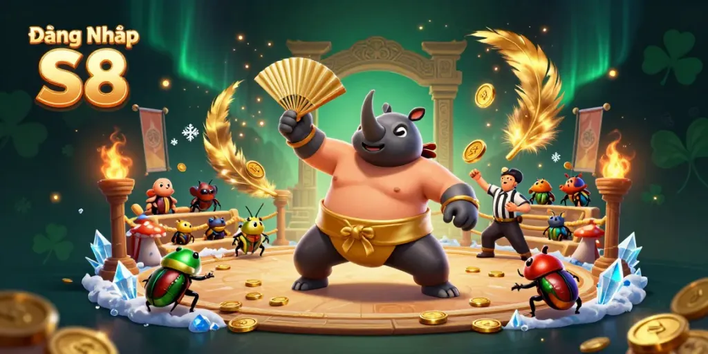 Experience the thrill of gambling with Đăng Nhập S8 featuring colorful characters in a dynamic casino scene.