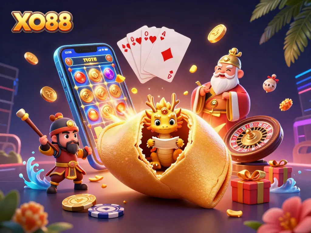 Engage with XO88's immersive casino experience featuring vibrant 3D elements and dynamic gaming.