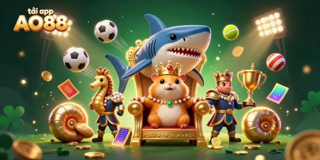 Engage in thrilling gaming experiences as you tải app AO88 and join the golden hamster king and his royal seahorse guards.
