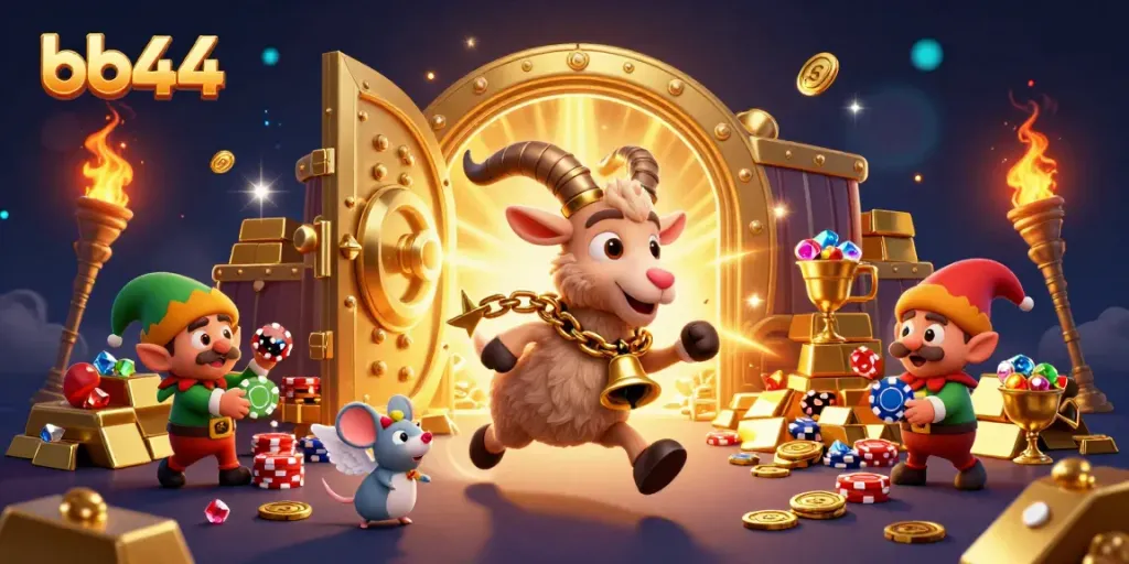 Engage in immersive fun at bb44's festive casino where gremlins and an angel mouse steal the show.