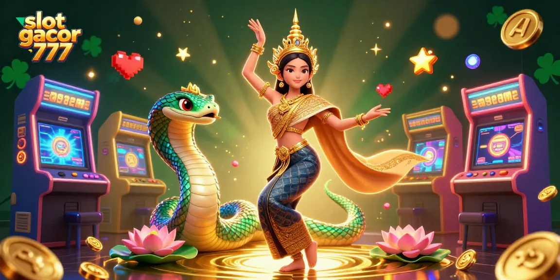 Experience slot gacor 777 with vibrant game elements and captivating characters in this dynamic illustration.