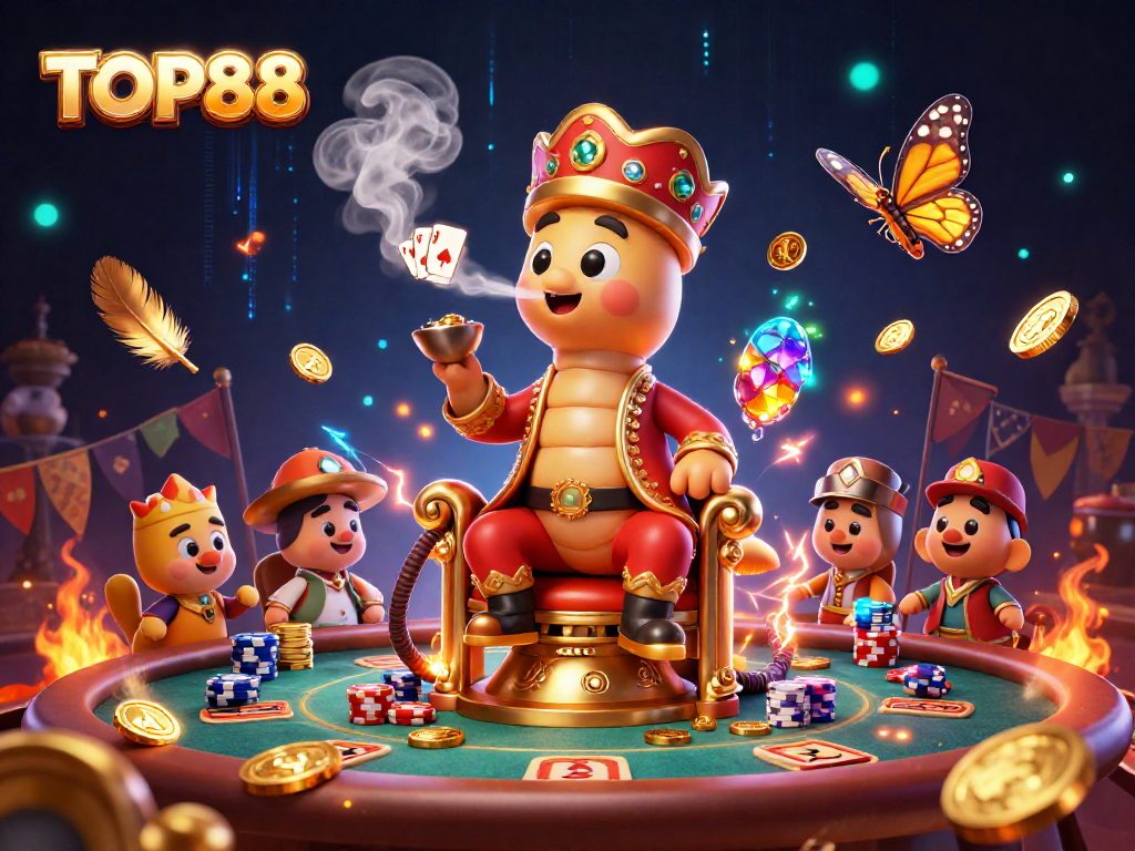 Experience the thrill of poker and casino excitement at TOP88 with dynamic 3D illustration.