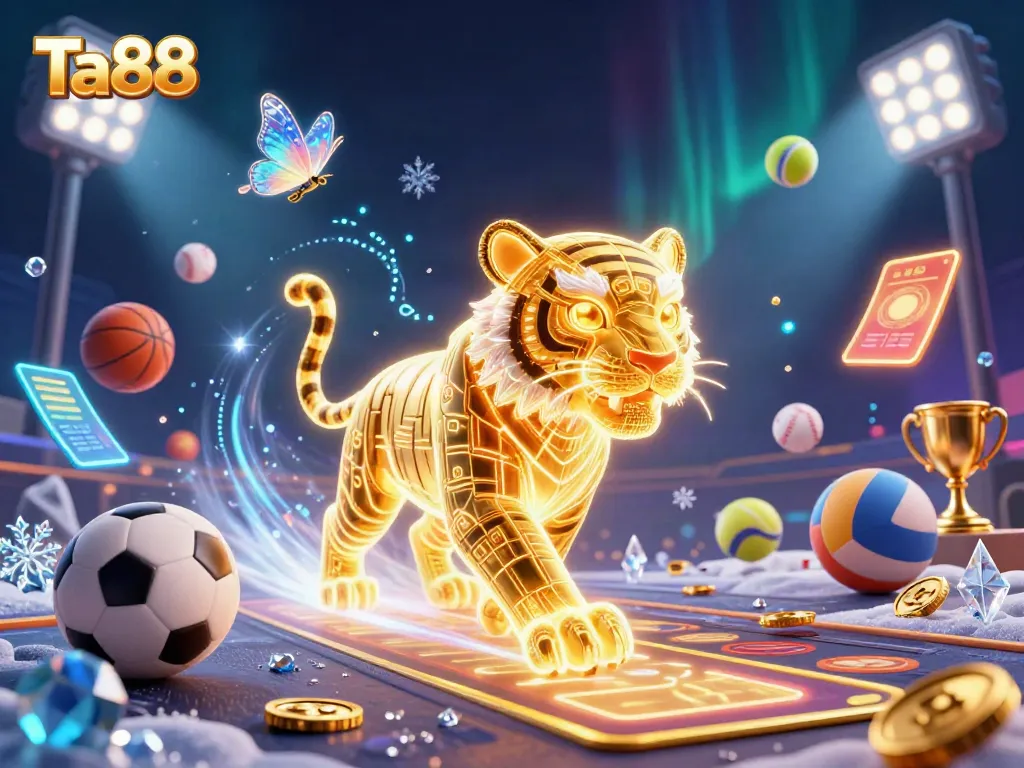 Win big with Ta88 in a vibrant digital casino scene showcasing sports betting and casino games.