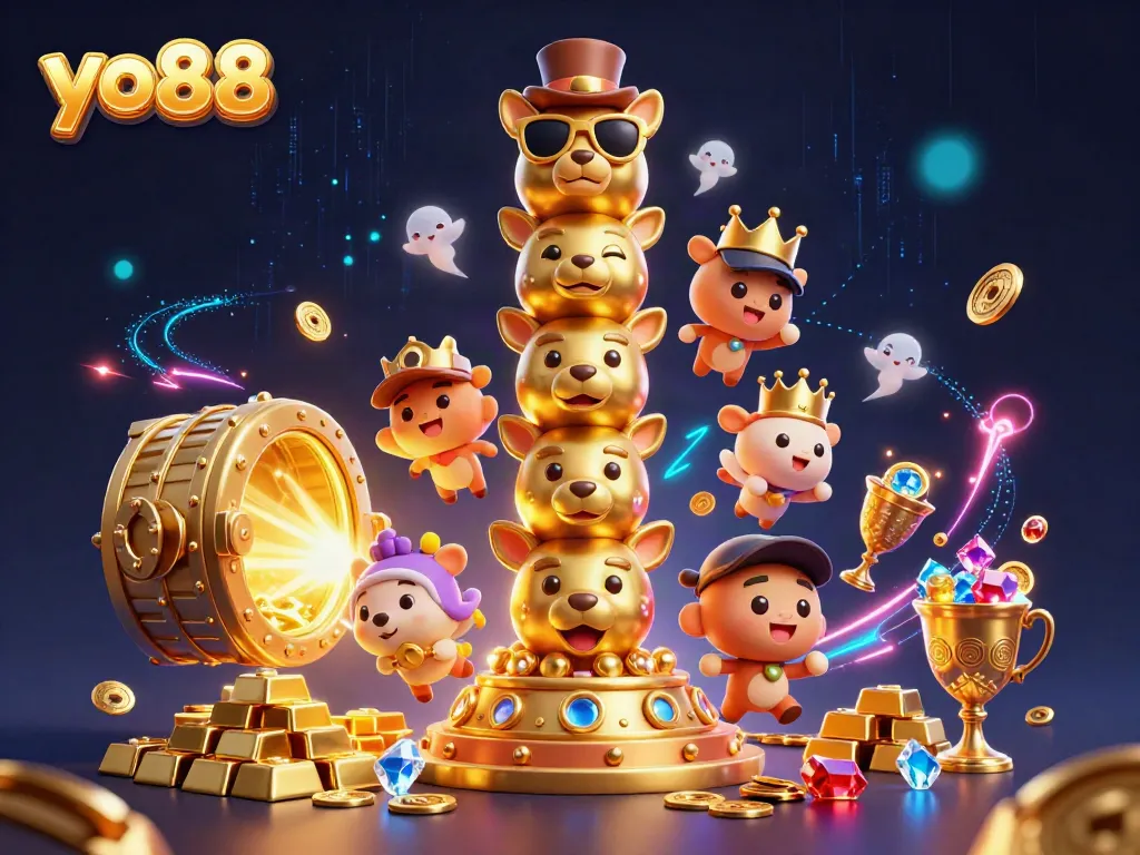 Spin and win with yo88 at an exciting casino scene filled with treasure and vibrant energy