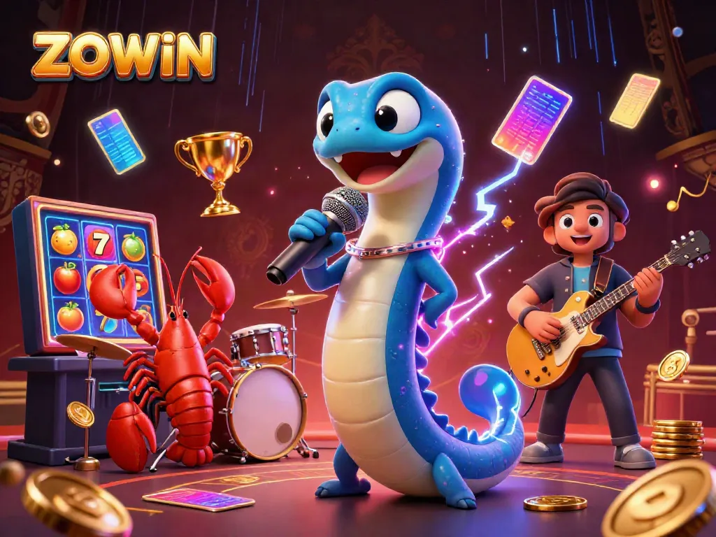 Engage in thrilling ZOWIN gameplay with lively characters in an underwater casino scene.