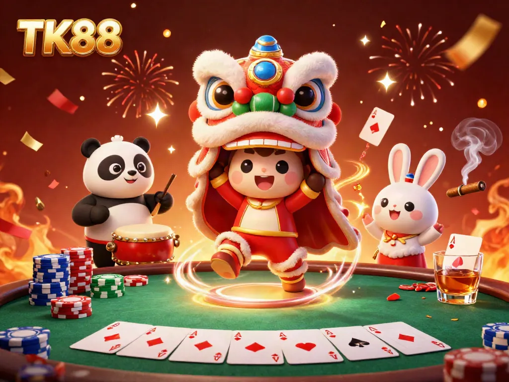 Experience the thrilling world of TK88's casino games with vibrant characters and rich graphics.