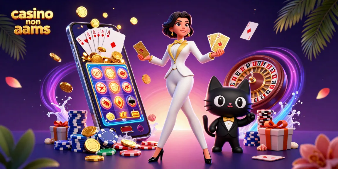 Scopri i casino non aams con un gameplay immersivo mentre una donna elegante mescola le carte accanto a un gatto giocoso.