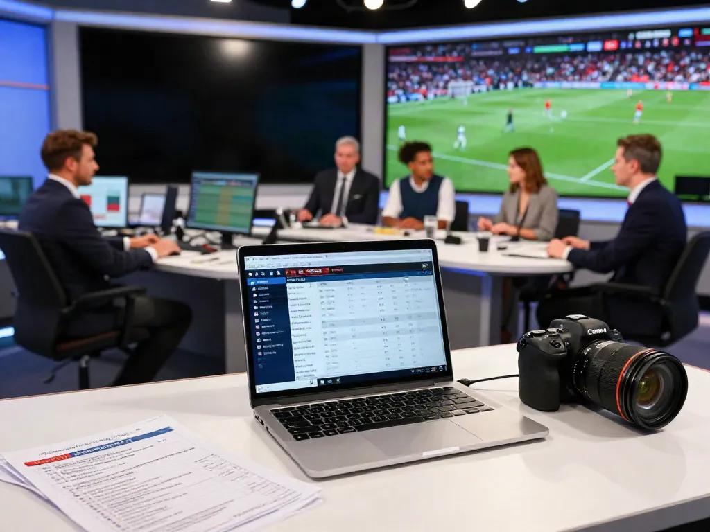 ข่าวซื้อขายนักเตะ update with journalist analyzing football transfers in a vibrant newsroom.