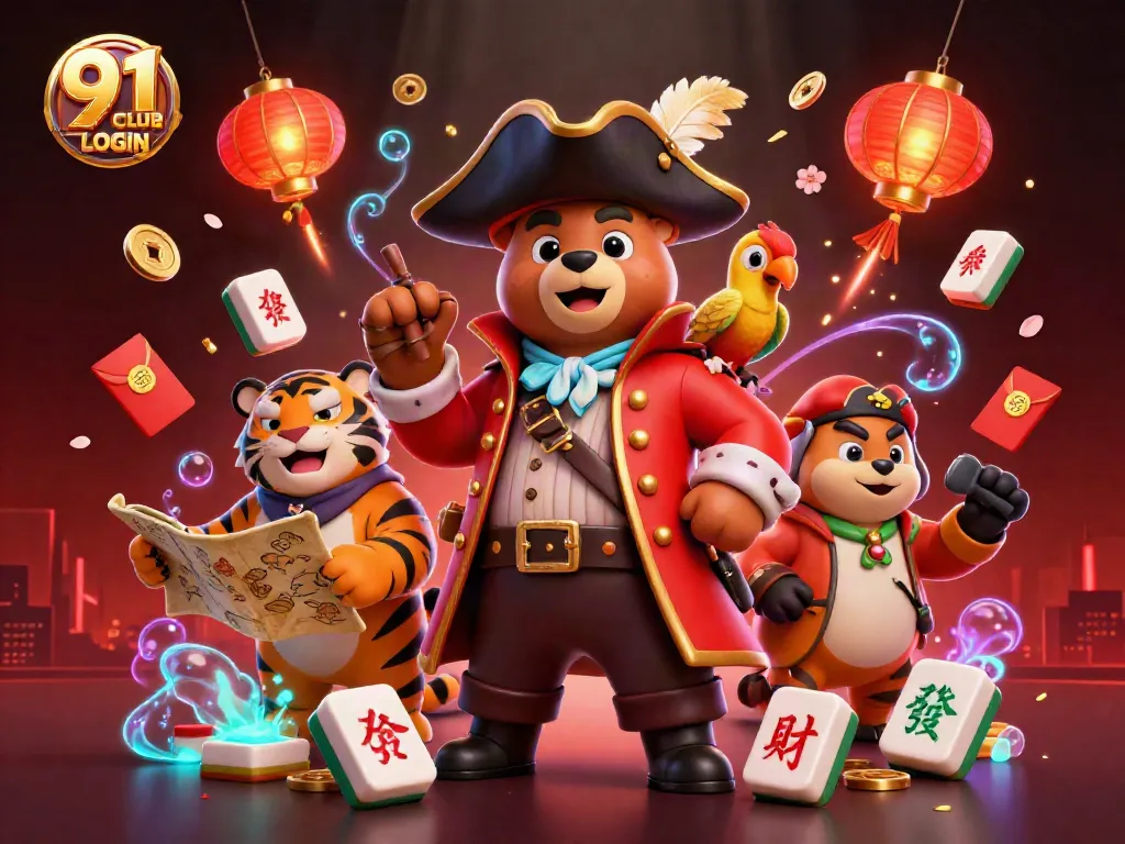 Engage with 91 CLUB LOGIN through this vibrant 3D illustration featuring skilled characters in a dynamic casino setting.