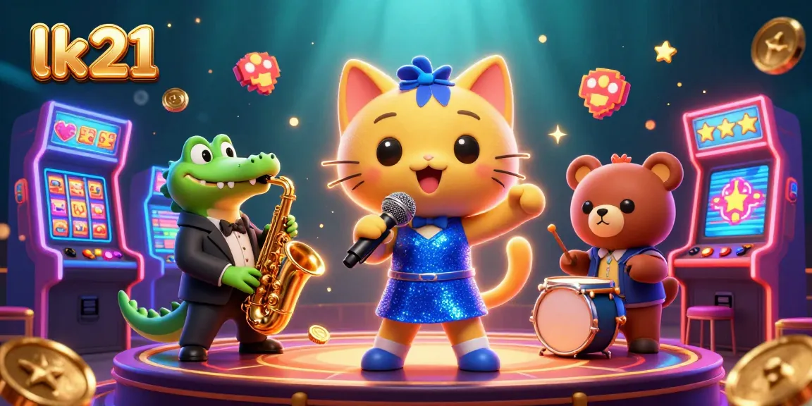 Experience thrill with lk21's vibrant casino scene featuring lively characters and game elements.