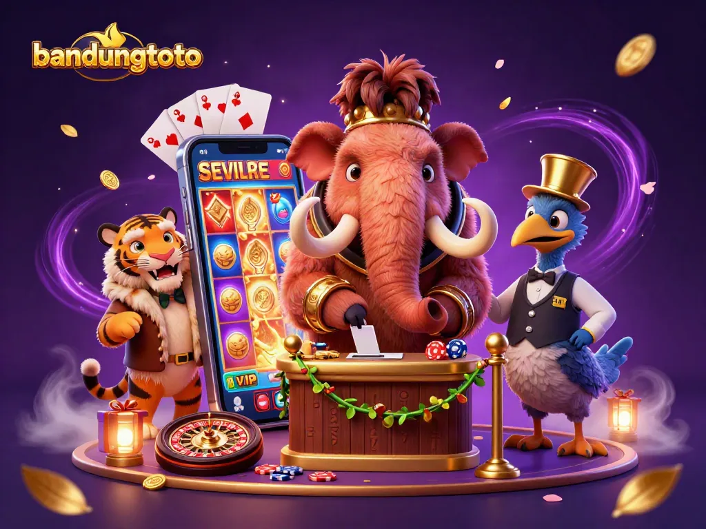 Experience the thrill with bandungtoto, featuring a vibrant 3D casino scene with engaging characters and exciting gambling elements.