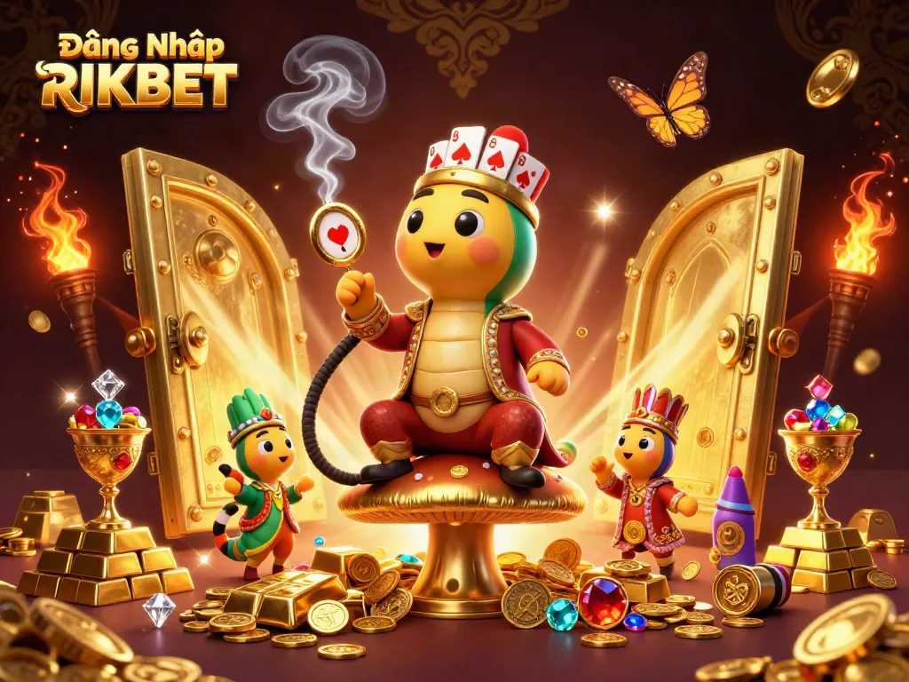 Experience Đăng Nhập RIKBET with vibrant casino-themed 3D illustration depicting excitement and gaming energy.