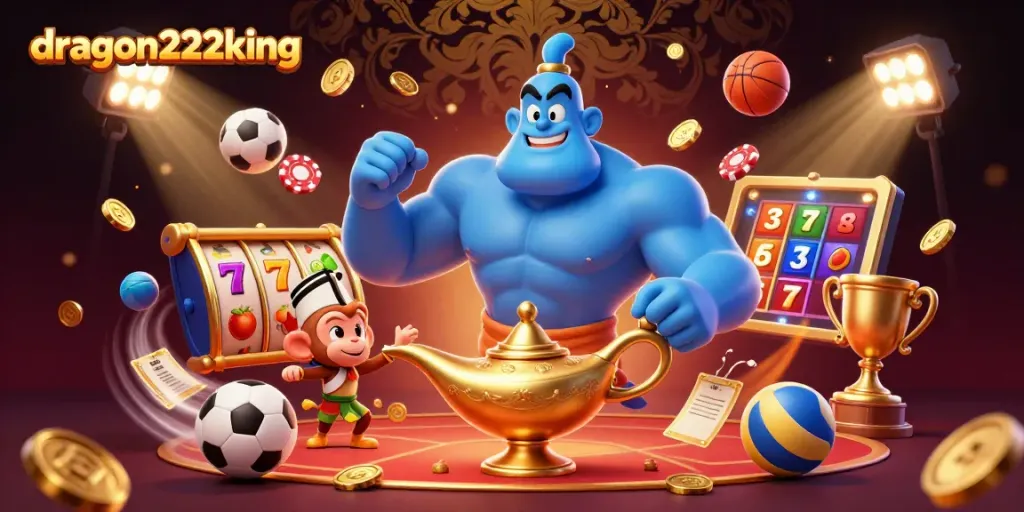 Experience thrilling gaming with dragon222king in a vibrant, dynamic casino illustration.