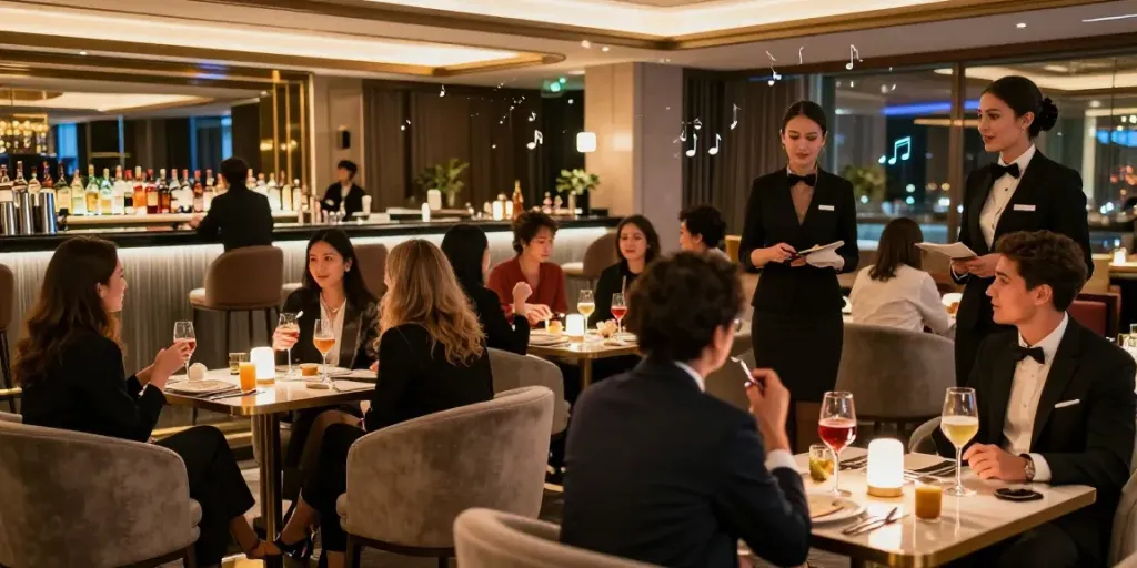 강남타이밍 쩜오의 고급스러운 라운지에서 손님들이 즐거운 시간을 보내고 있는 모습
