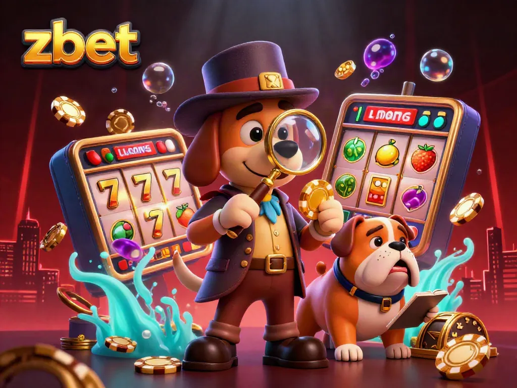Experience thrilling zbet casino excitement with a detective uncovering hidden treasures by golden poker chips and vibrant slot games.