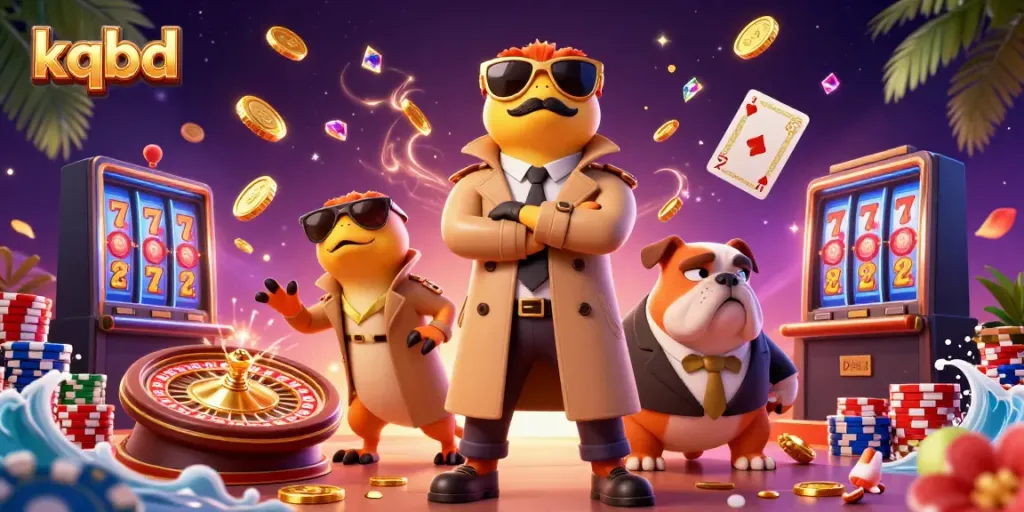 Experience the thrill of kqbd with raptors entering a VIP casino lounge amidst gold coins and vibrant game elements.