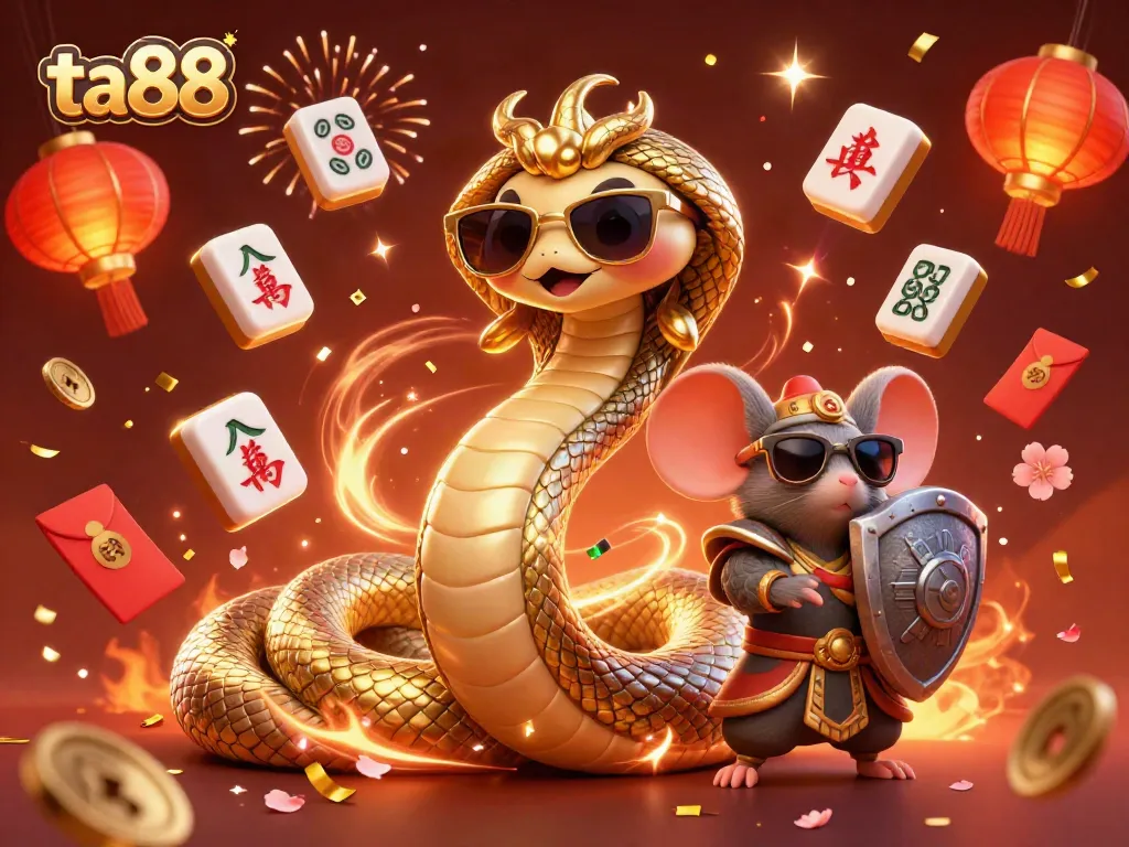 Win big with ta88 in this dynamic online gaming scene filled with festive elements.