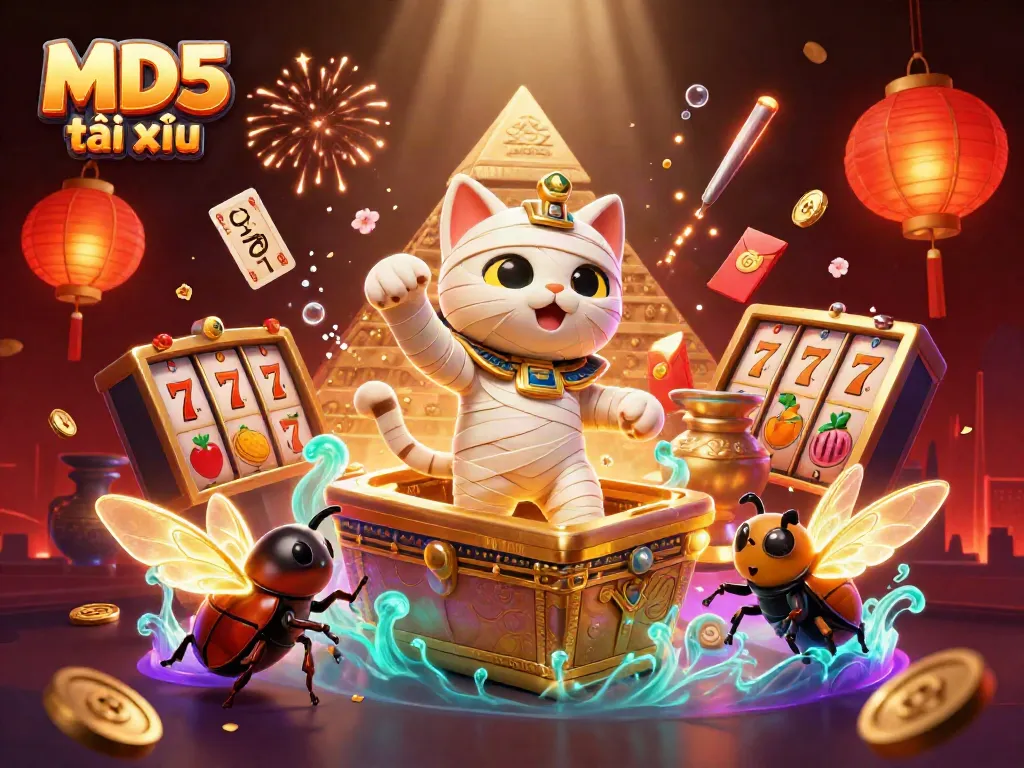 Experience the thrill of MD5 tài xỉu with our vibrant casino scene featuring dynamic gaming elements.