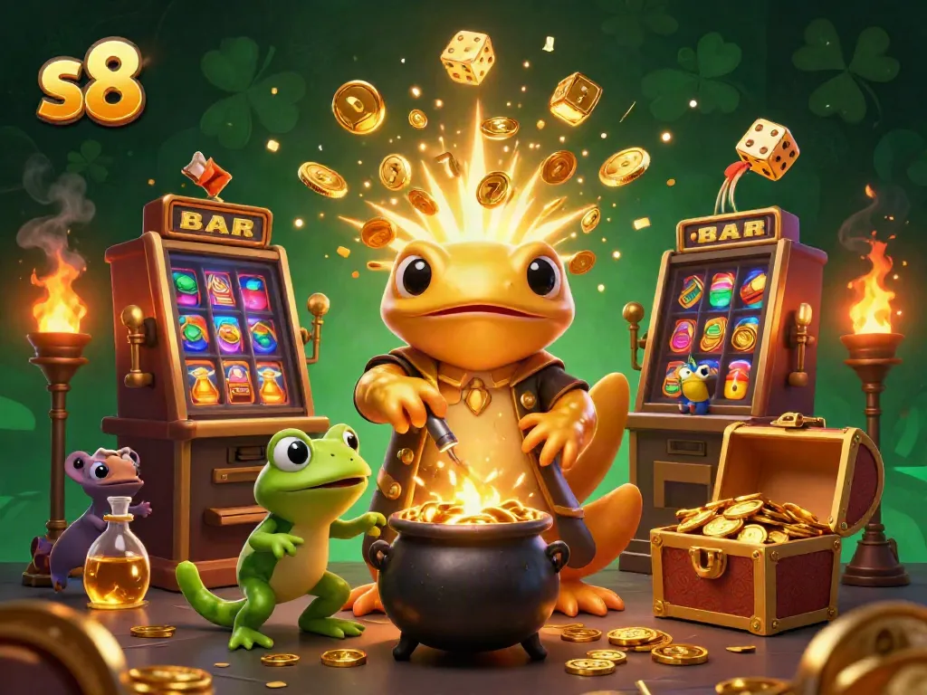 Experience the excitement of gambling in a vibrant s8-themed casino illustration.