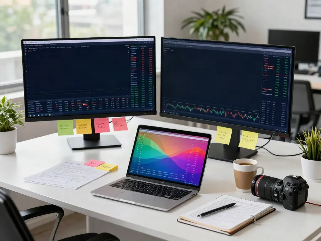 FintechZoom.com financial analyst reviewing market data in a modern office.