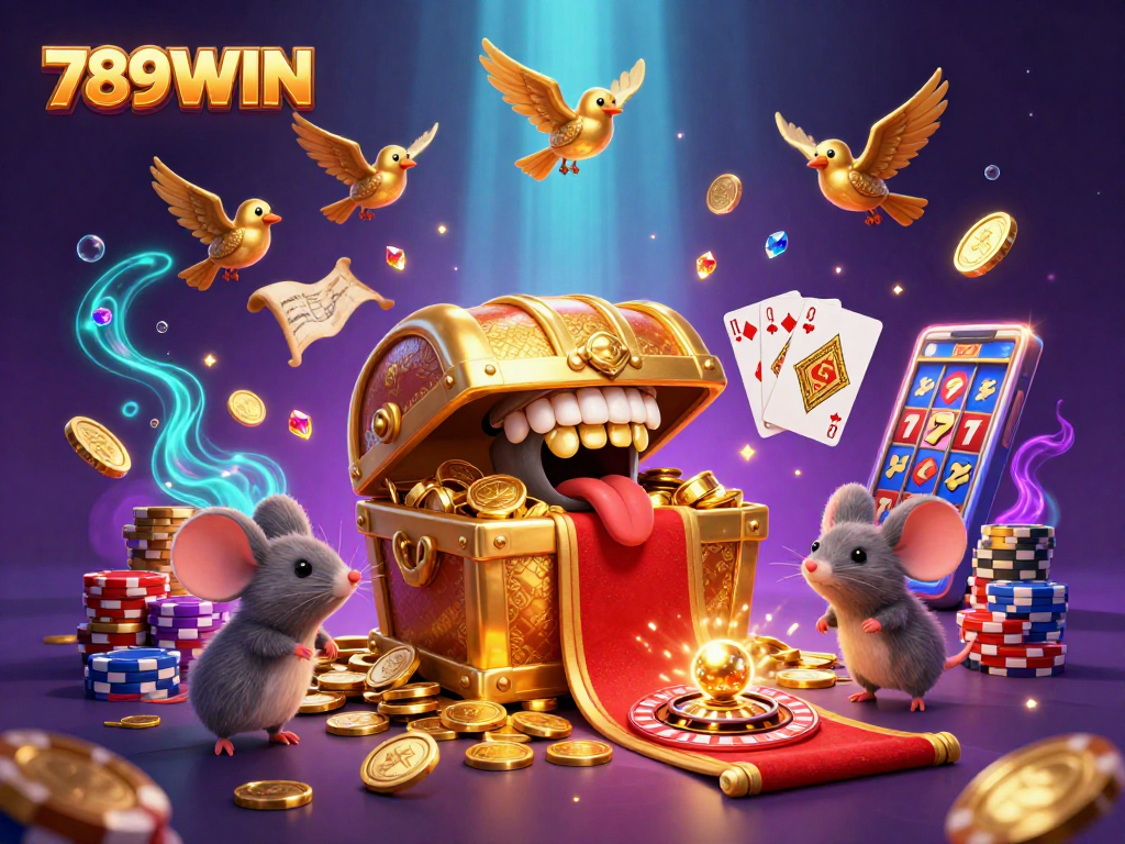 Engage with 789WIN's captivating casino experience, featuring animated treasure and rewards.