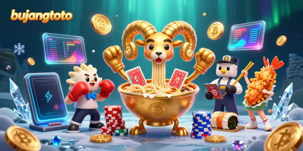 Engage with bujangtoto by enjoying a vibrant and dynamic casino-themed 3D illustration.