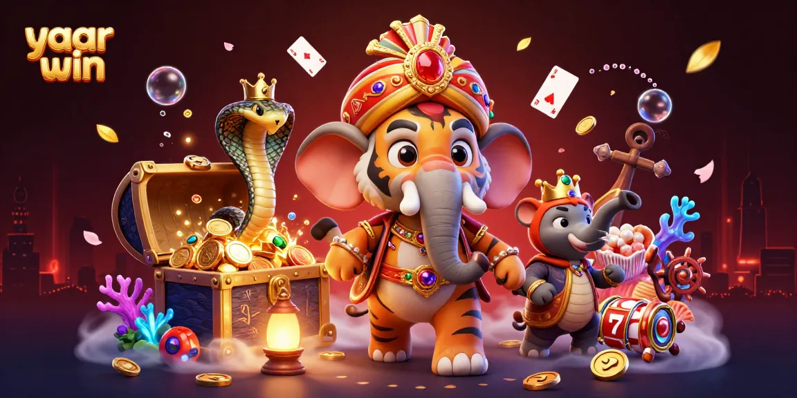 Experience thrilling gameplay with yaar win in this vibrant 3D casino illustration full of action.
