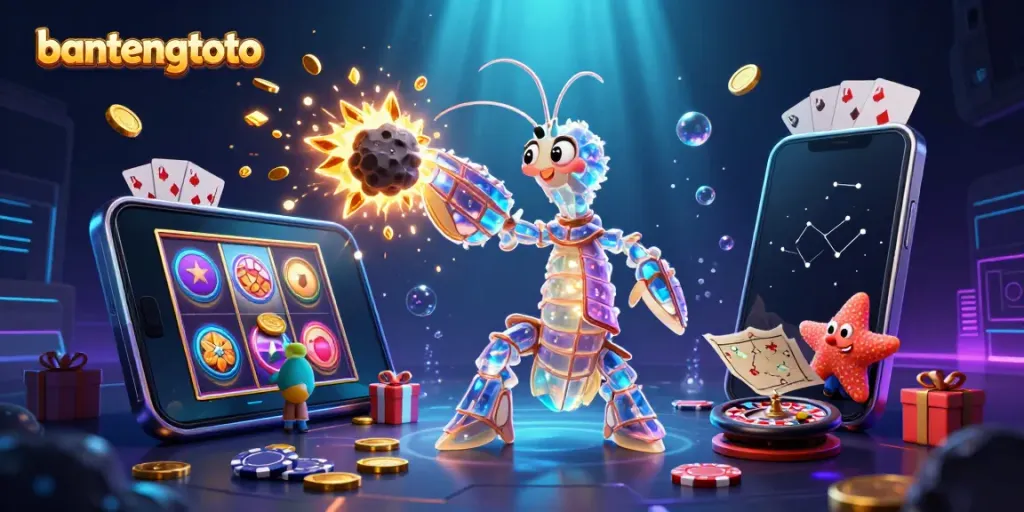 Engage with bantengtoto's dynamic online gaming experience featuring a cosmic shrimp and starfish.