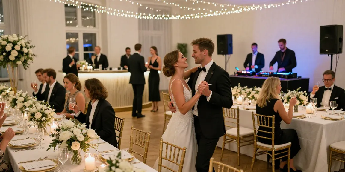 Beautiful wedding DJ performance in Berlin and Brandenburg, showcasing a couple dancing joyfully at their reception