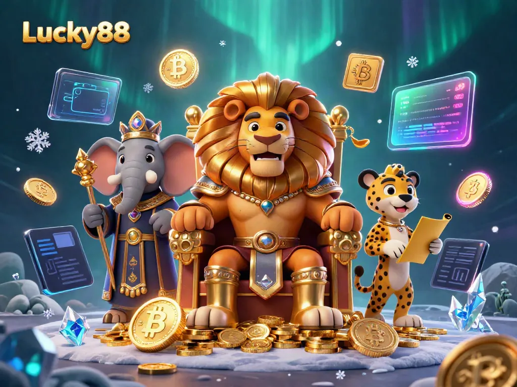 Experience thrilling gameplay at Lucky88 with a fierce lion king and dynamic casino elements.