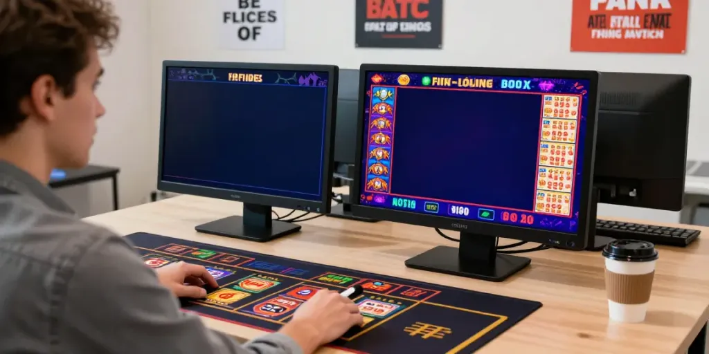 Pengguna menikmati pengalaman taruhan di ratutogel dengan ponsel di ruang kerja modern.
