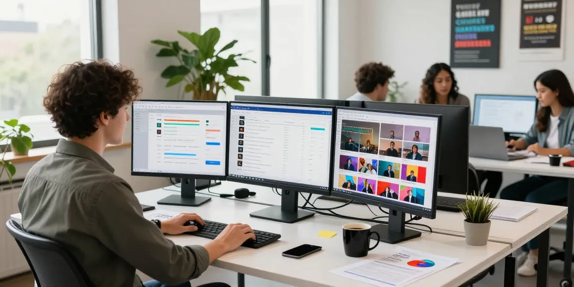 Buy YouTube views in a dynamic digital marketing workspace with analytics screens.