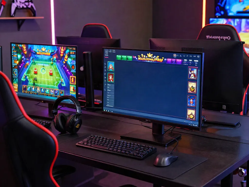 Experience Slot MAHJONGJP88 in a modern gaming setup with vibrant graphics.