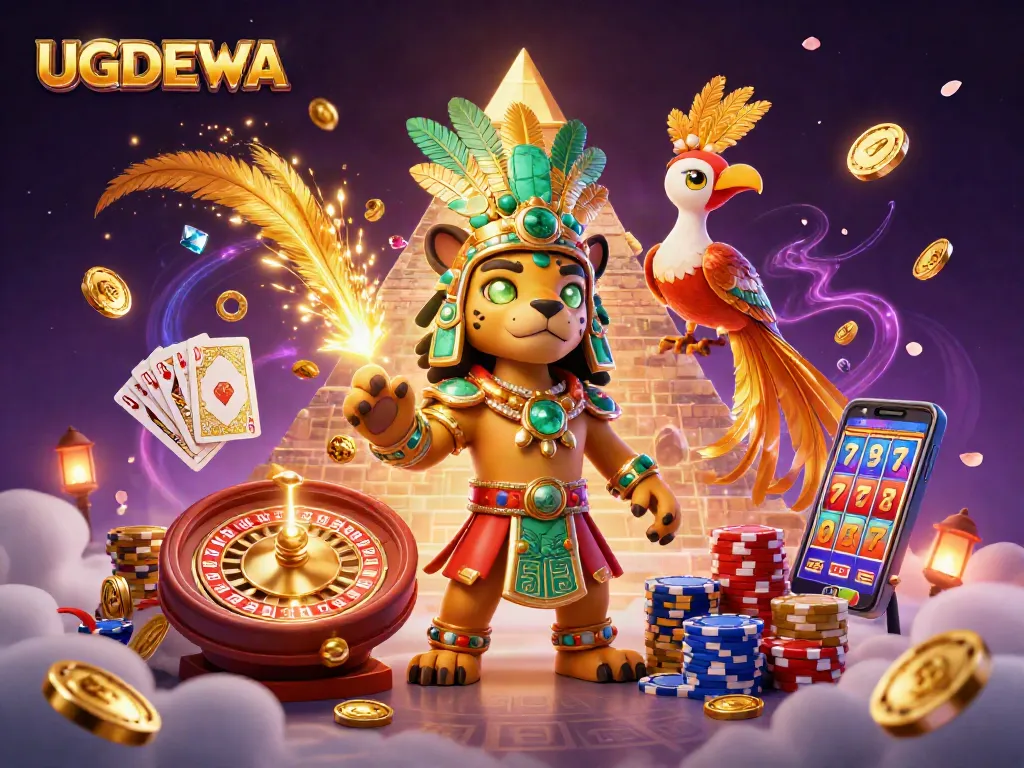 Play exciting games at UGDEWA with the vibrant Mayan theme, showcasing dazzling casino elements.