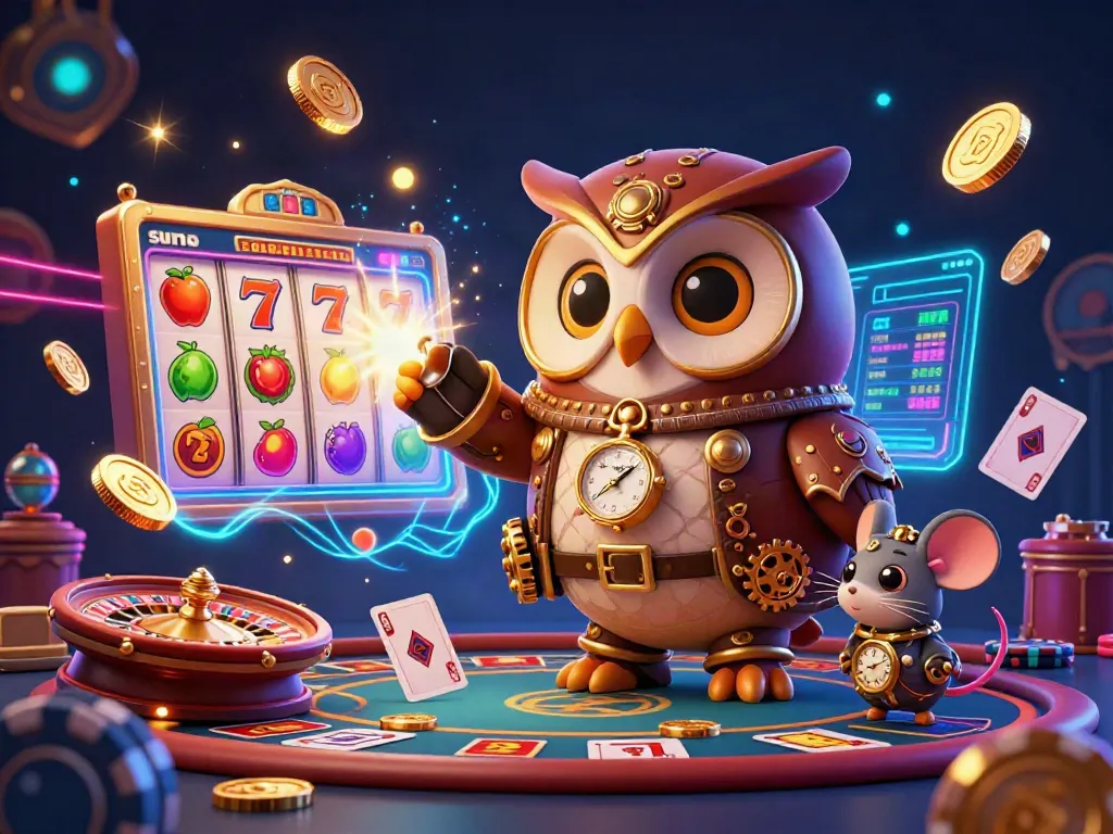 Exciting gameplay at sunwin with a bustling 3D casino scene full of vibrant characters and dynamic slot machines.