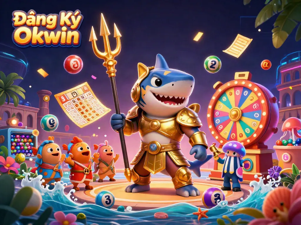 Engage in exciting games at Đăng Ký Okwin with vibrant lottery balls and dynamic prize elements.