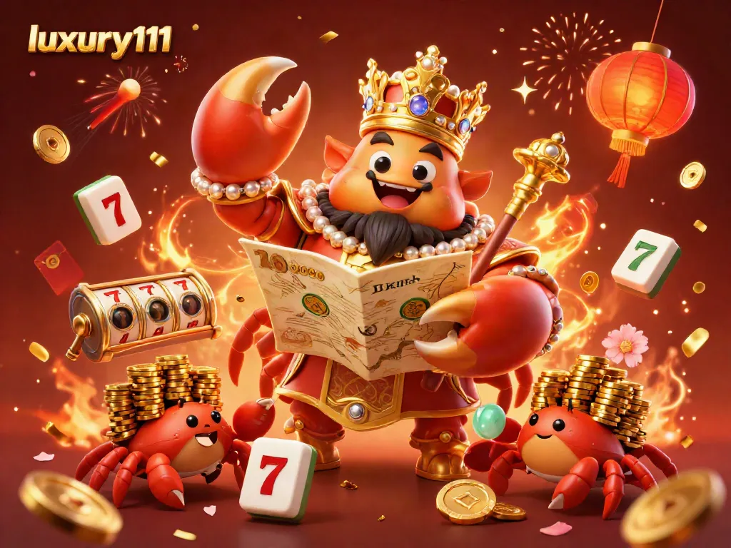 Experience thrilling games at luxury111 with the massive golden crab emperor guiding you through slots and jackpots.