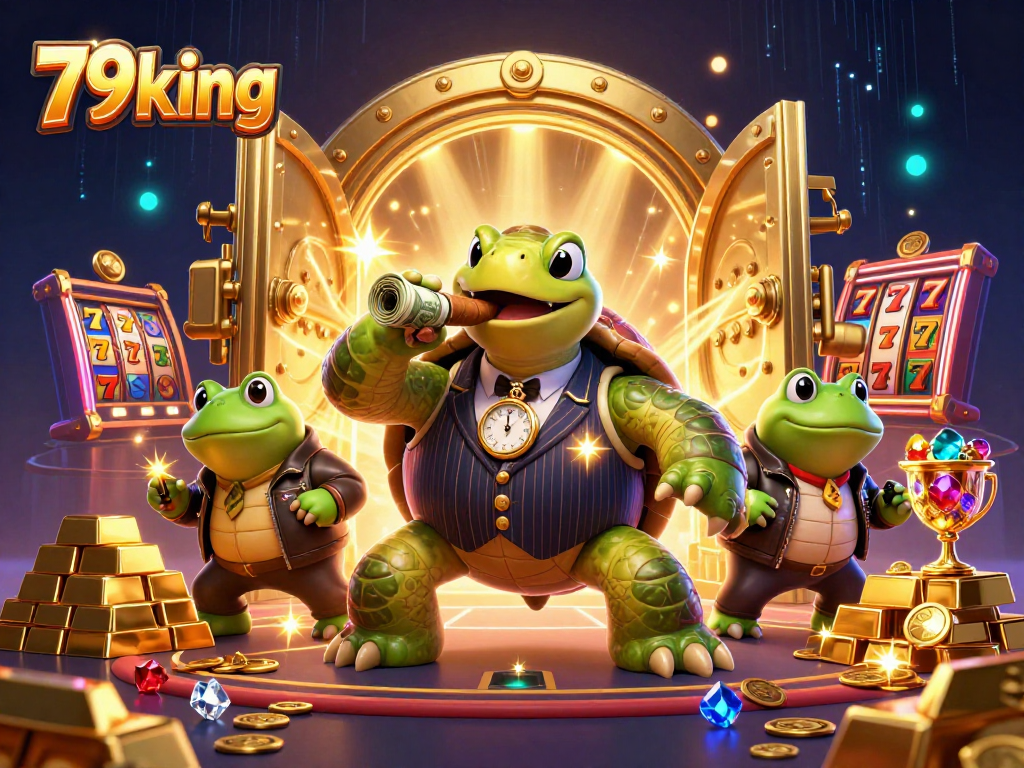 79king brings excitement with a turtle in a mobster suit and lucky slot reels.