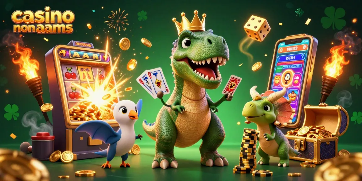 Gioca ai casino non AAMS con un T-Rex e un triceratopo in un'illustrazione vivace e divertente.