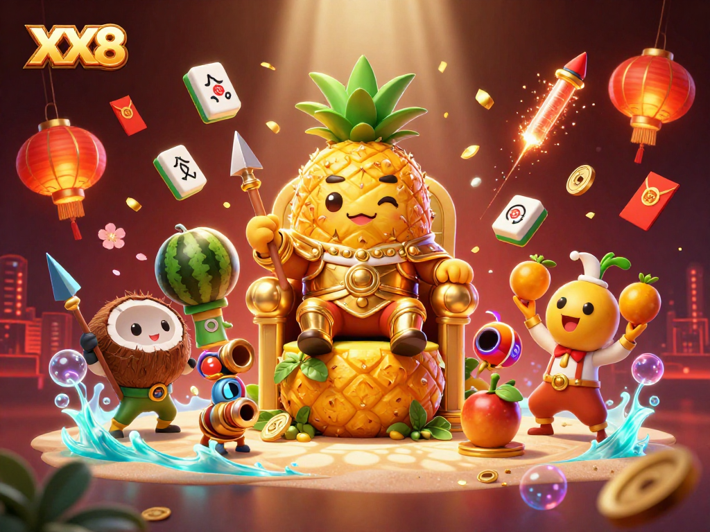 Experience excitement with XX8's immersive beach casino scene, featuring vibrant characters and dynamic gambling elements.
