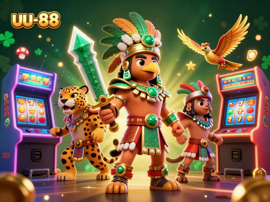 Spin and win at uu-88 with this captivating 3D casino illustration featuring vibrant characters and exciting game elements.