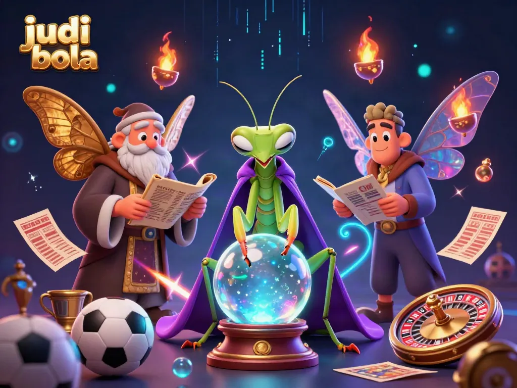 Engage in judi bola with vibrant betting scene featuring a fortune teller and mystical elements