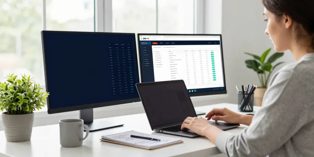 Best PBN hosting analysis in a bright SEO workspace with dual monitors and notes.