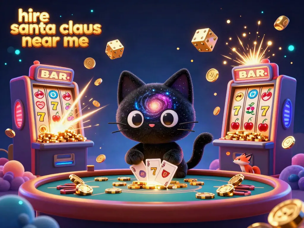 Experience the excitement as you hire Santa Claus near me and enjoy thrilling cosmic casino action with colorful characters.