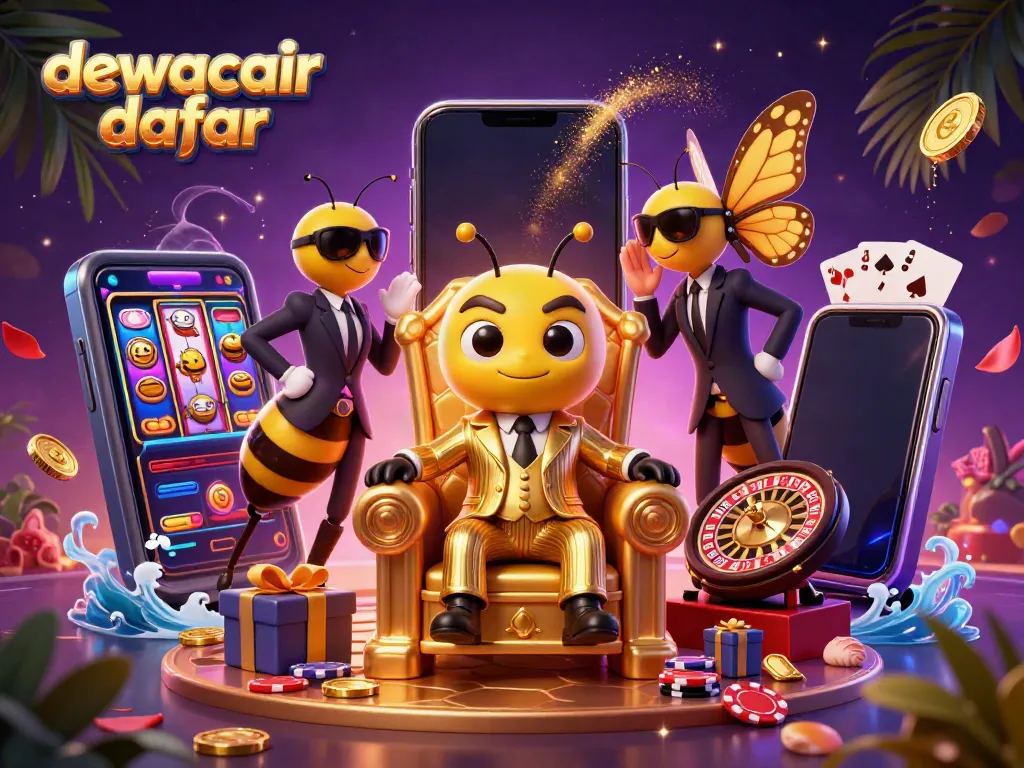 Play thrilling slot games with dewacair daftar, featuring engaging characters and vibrant casino elements.