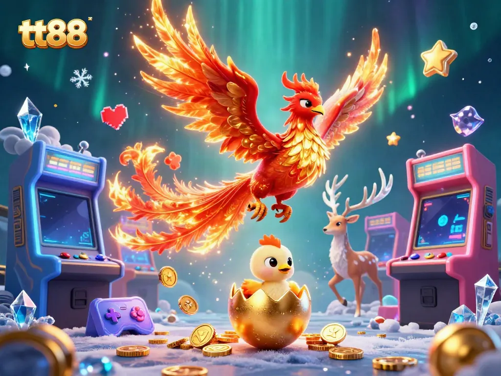 Play games at tt88 with vibrant 3D casino designs, phoenixes, and engaging game elements.