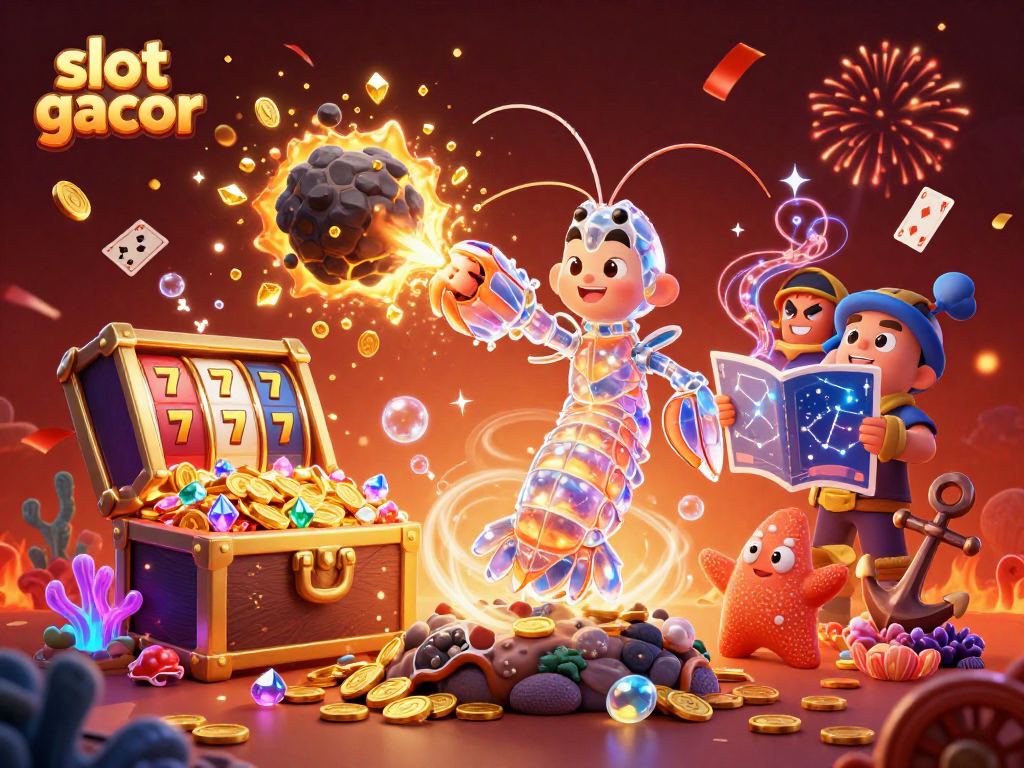 Experience thrilling slot gacor wins with vibrant casino elements in a 3D illustration.