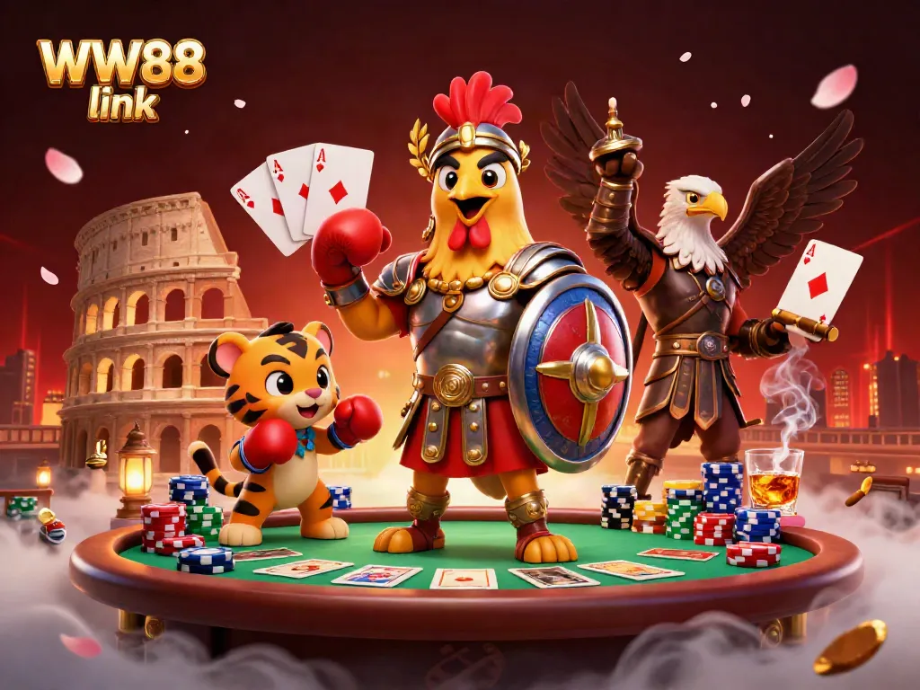 Experience WW88 link with thrilling action from the gladiator rooster in an intense casino battle.